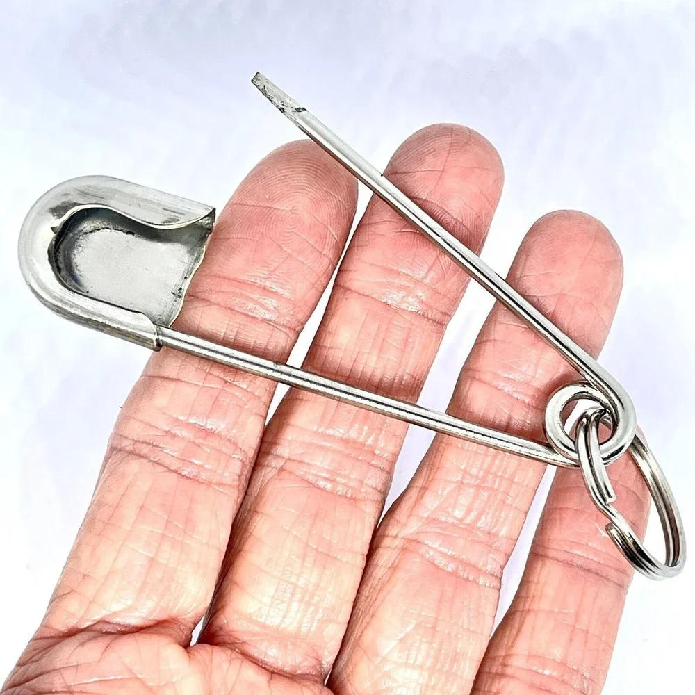 Giant‎ Safety Pin Keyring Turquoise Nugget Key Chain Tag 4in Navajo Mens Gift